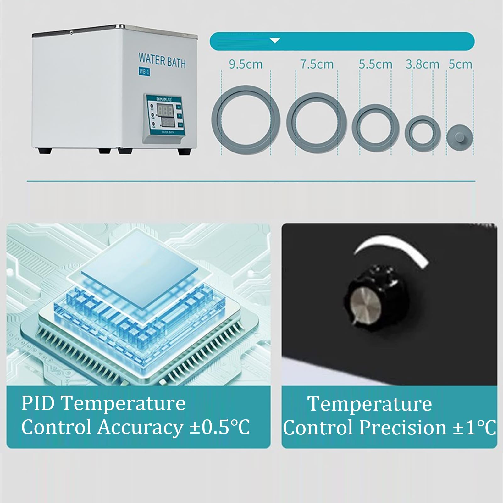 Baño María De Laboratorio Digital De 300 W, Baño De Laboratorio De Temperatura Constante, Capacidad: 3 L, Control De Temperatura PID, Función De Temporizador, Calefacción Circulatoria De 360°