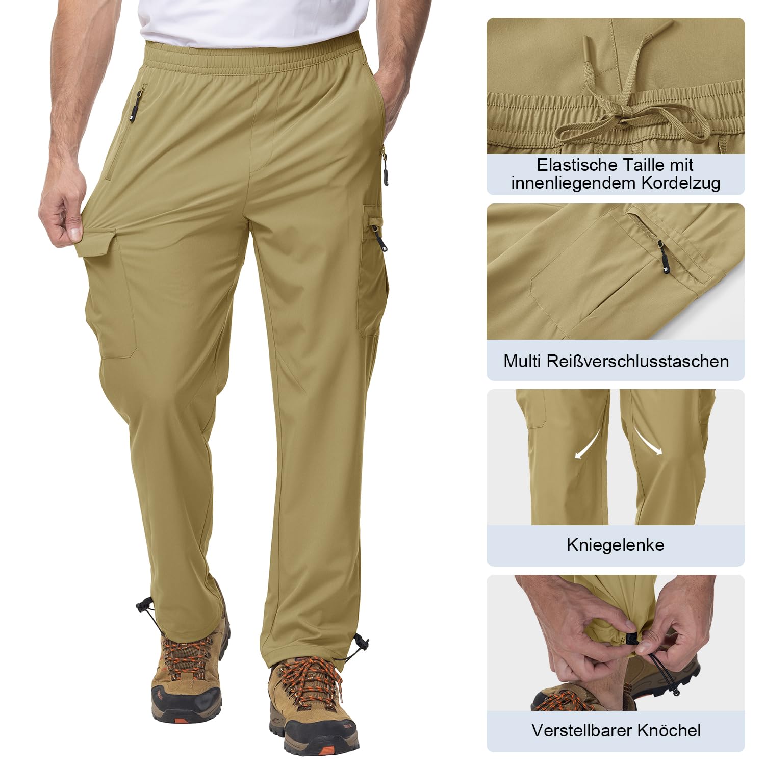 YSENTO Pantalones de senderismo para hombre, pantalones de trekking, verano, ligeros, transpirables, de secado rápido, resistentes al agua
