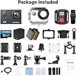 AKASO EK7000 4K30FPS 20MP WiFi Action Camera with EIS Ultra HD 131FT Waterproof Underwater Camera Remote Control 4X Zoom Support External Microphone Black with 128GB microSDXC U3 Memory Card