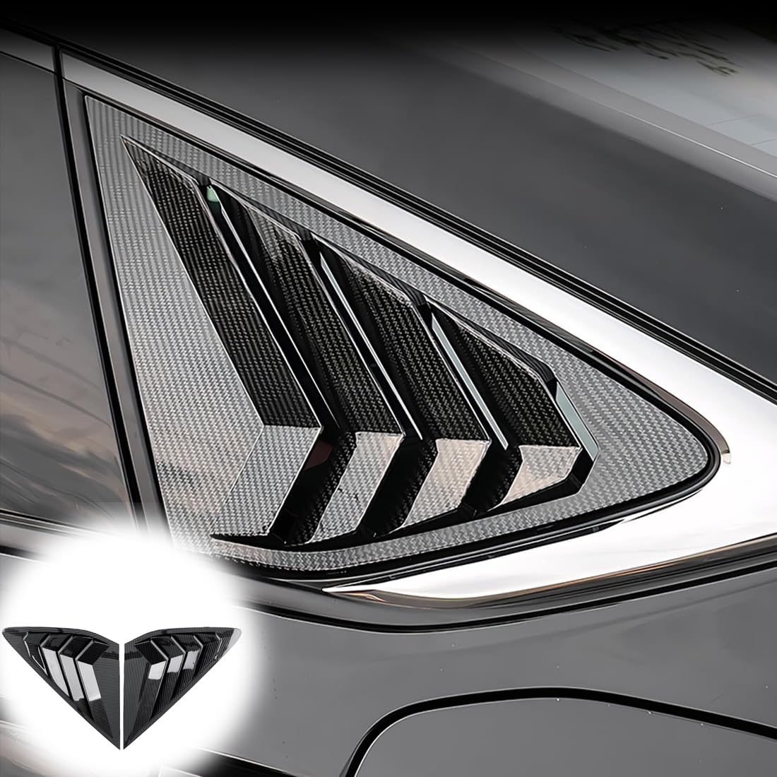 MUXEE for Honda Accord 2023 2024 2PCS Rear Side Window Louvers Air Vent Scoop Shades Cover Blinds Trim - ABS Carbon Fiber Sport Upgrade Trims Interior Accessories.