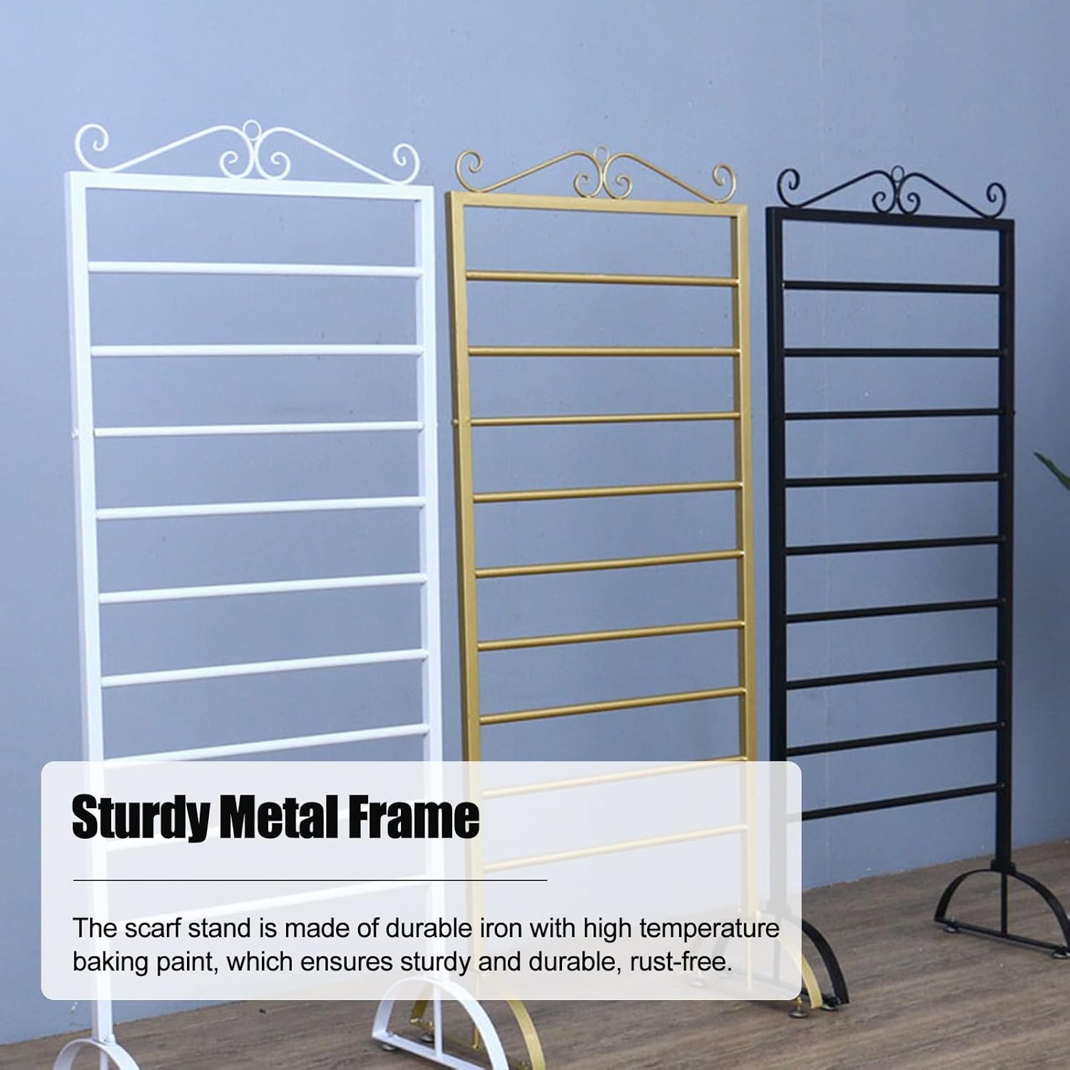 Modern Rolling Scarf Rack Organizer Towel Display Stand,Silm Narrow Ribbon Holder, Vinyl Rolls Dispenser/Keeper for Craft Room(Gold,Long 90cm/35.4inch)