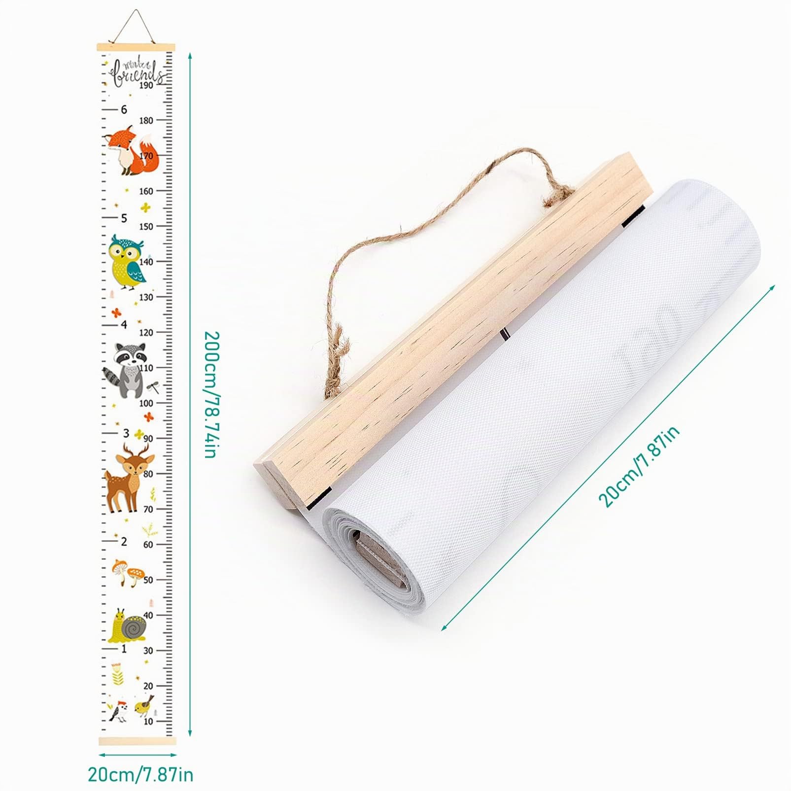 Tabla de altura de 7.9 x 79 pulgadas para niños, tabla de altura extraíble de lona y madera, tabla de medición de altura para niños, tabla de medición de pared, regla de medición para decoración de