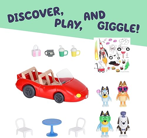 Miniatura 6 de Bluey Convertible con paquete de 4 figuras de 2.5 pulgadas, 9 accesorios y hoja de calcomanías, exclusivo