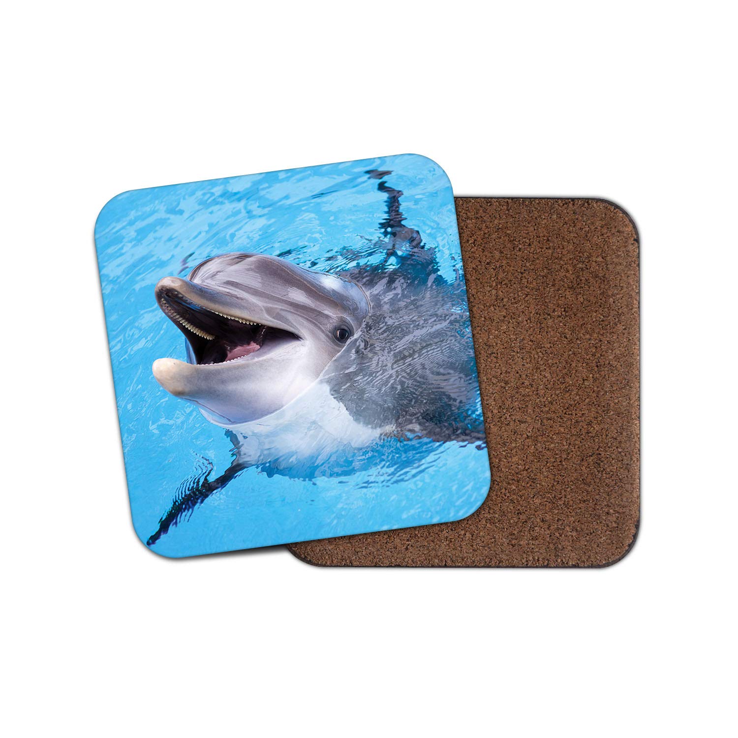 Destinationvinyl Multicolor 1 X Happy Dolphin Coaster - Whale Ocean Sea Marine Cheeky Animal Wild #14574
