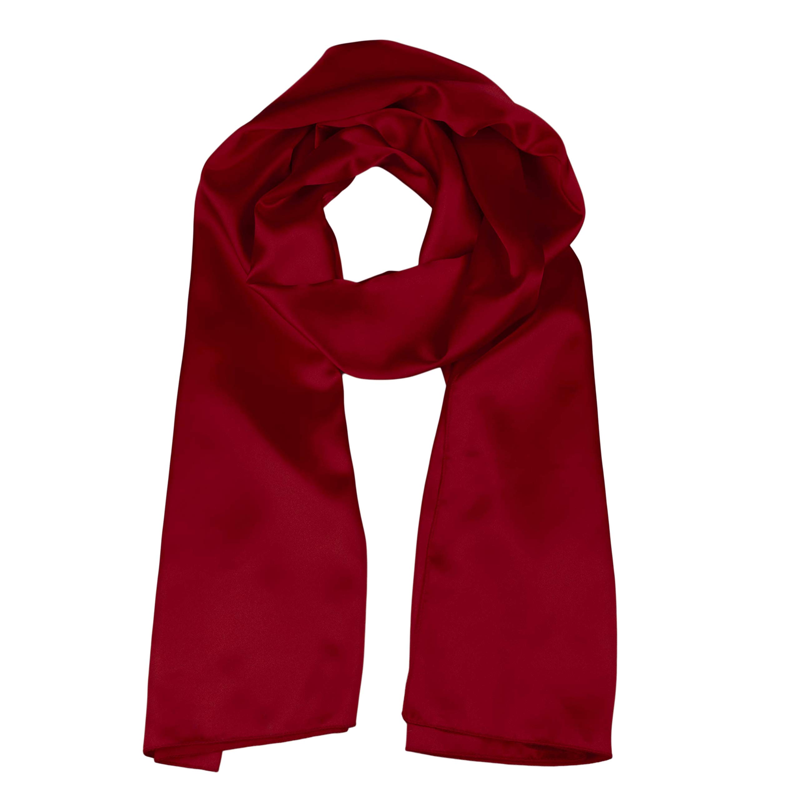 Flora Women's Burgundy Satin Bridal Bridesmaid Prom Wrap/Draping Stole,79" L (Burgundy)