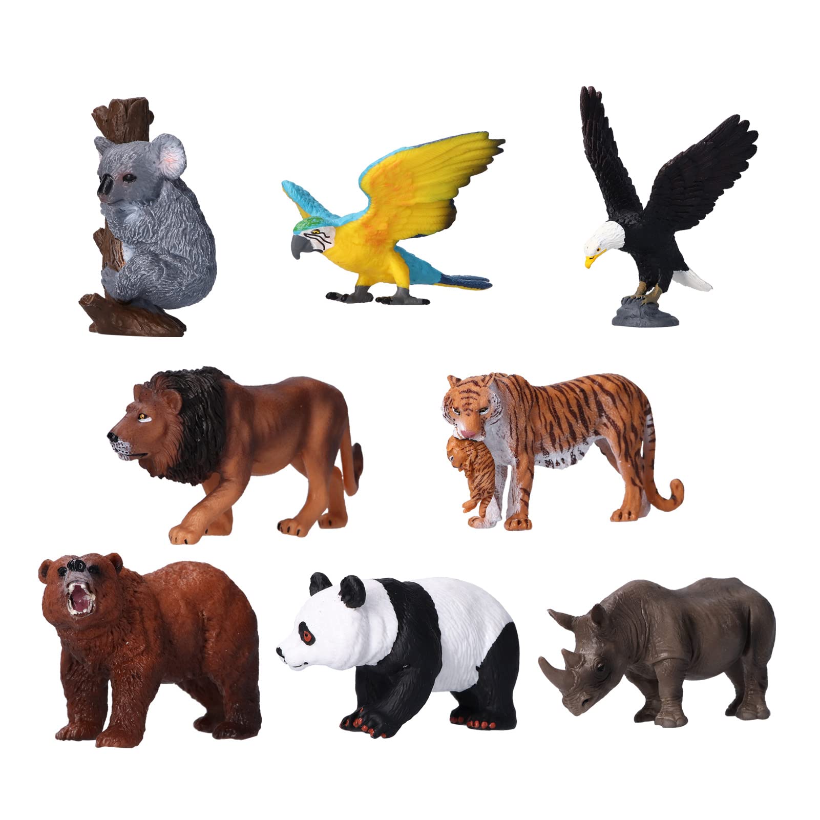 Juego de 8 Figuras de Animales Salvajes, Juego Educativo de Animales de la Selva de Plástico para Juegos Creativos, PVC Duradero, Tamaños Surtidos