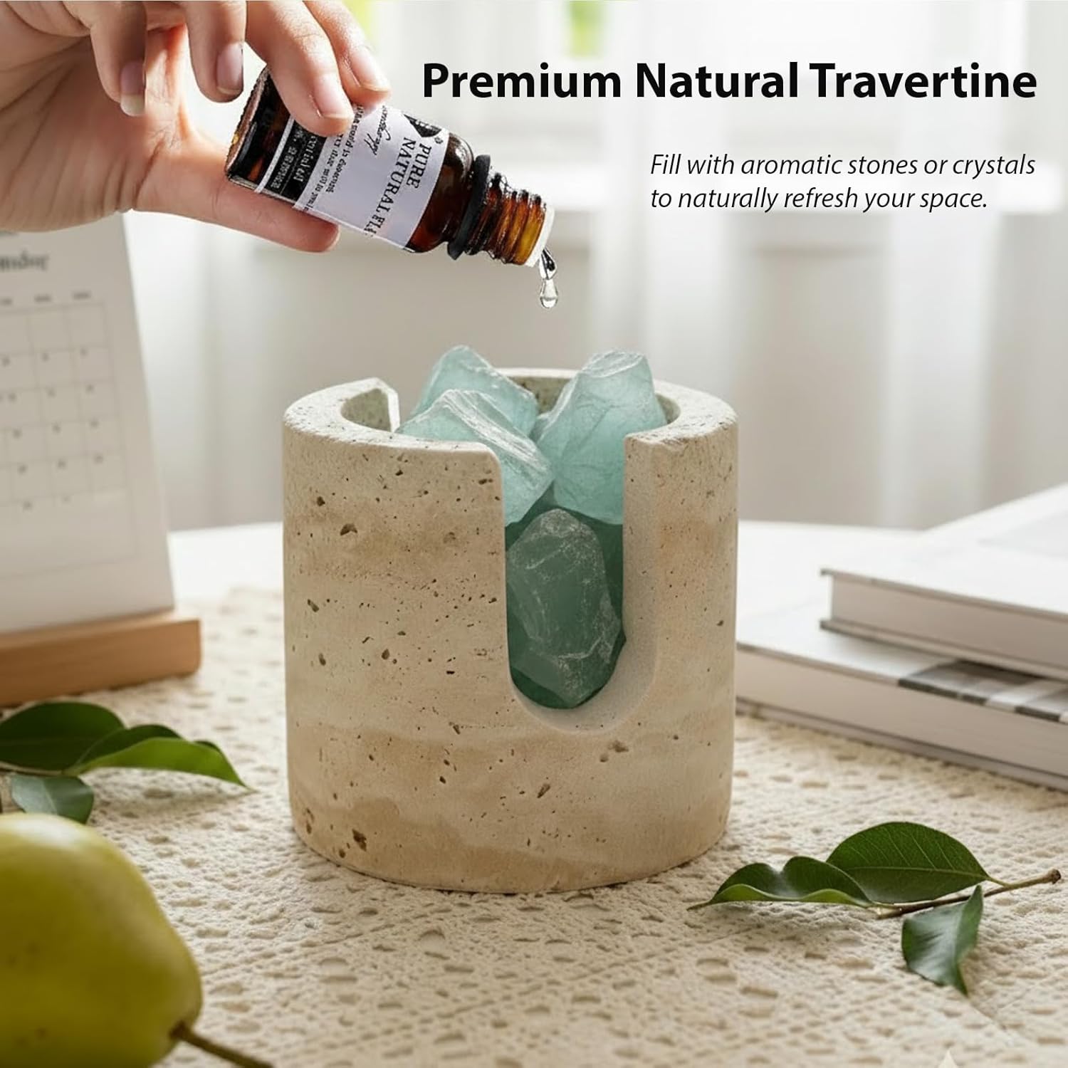 Travertine Sponge Holder for Kitchen Sink - Housewarming Gifts New Home, Marble Stone Caddy, Unique Artisan Absorbent Tray, Aesthetic Kitchen Decor & Practical Gifts for Women