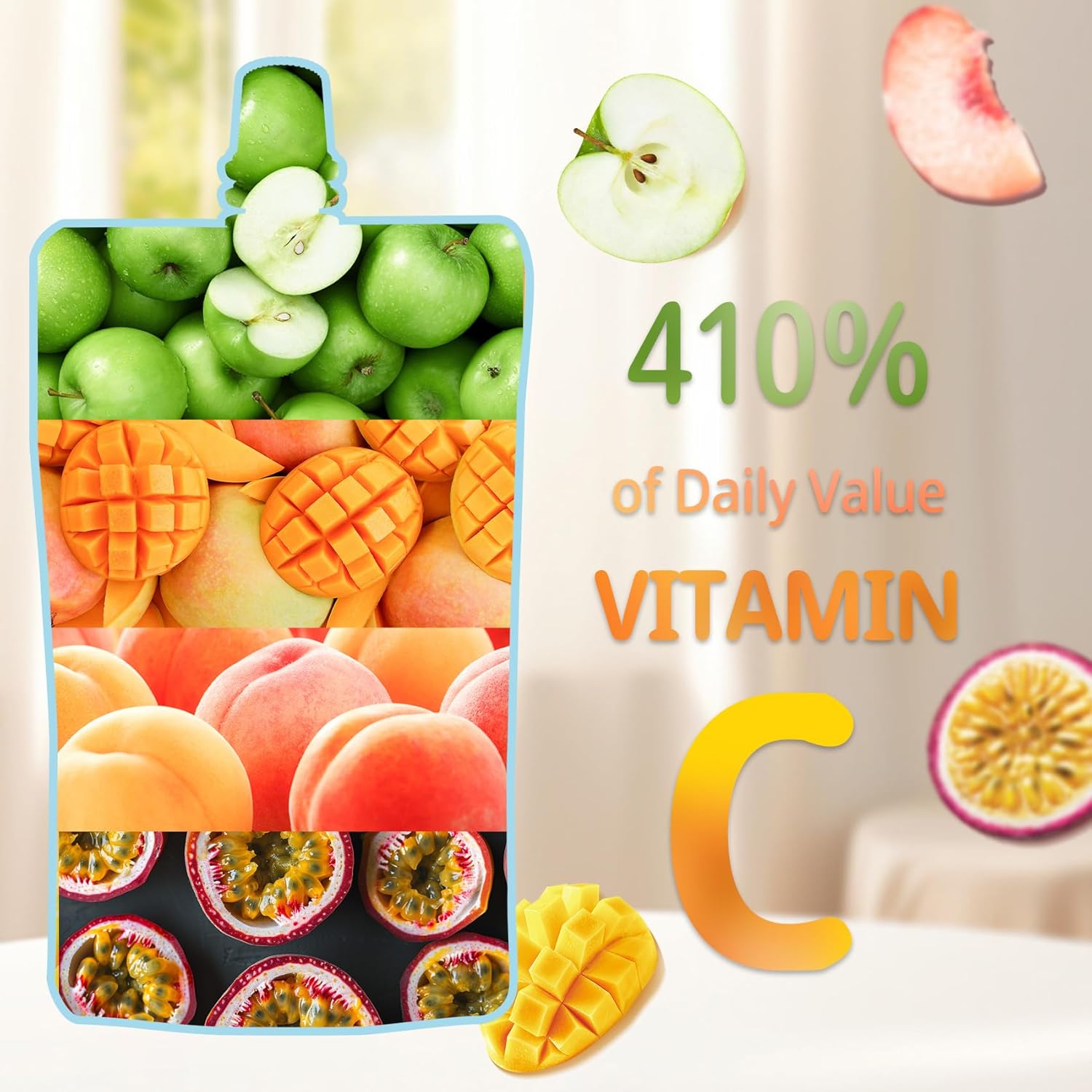 VOLO VERO Drinkable Konjac Jelly Variety Pack, 3 Calories, 10 Pack, 0 Sugar, Vegan, Gluten Free, Keto, Vitamin C Fruit Snacks Holiday Gifts - Flavors Include Mango, Peach, Passion Fruit, and Apple Pouches