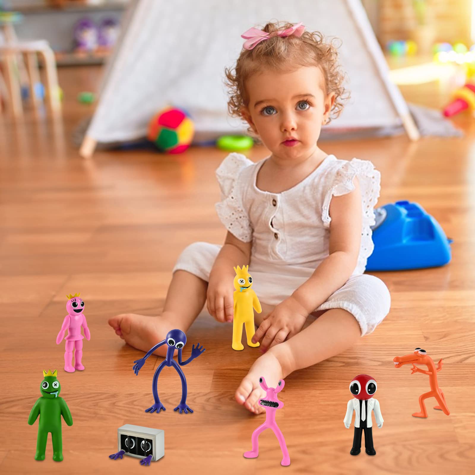 Rainbow Friends Figure Model, Popular Cartoon Character Figurines Desk Ornaments Halloween Christmas Figure Cake Toppers Gift for Children Game Fans 8-11 cm (6PCS-Suit