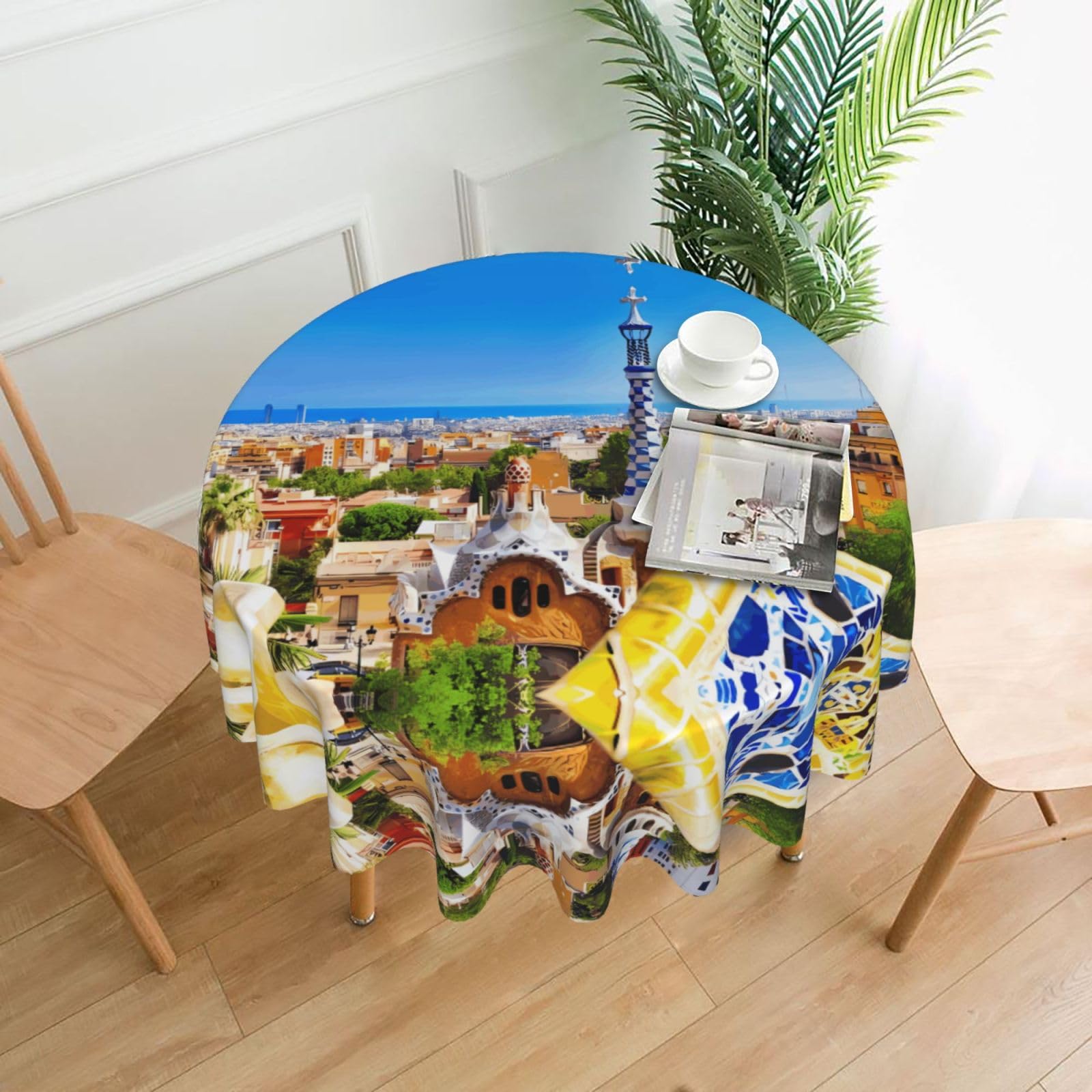 WHJSHOP Park Prints Round Table Throw 60 Inch – Waterproof Table Cover for Dining, Coffee Tables, Parties & More - Soft, Wrinkle-Resistant Table Layer