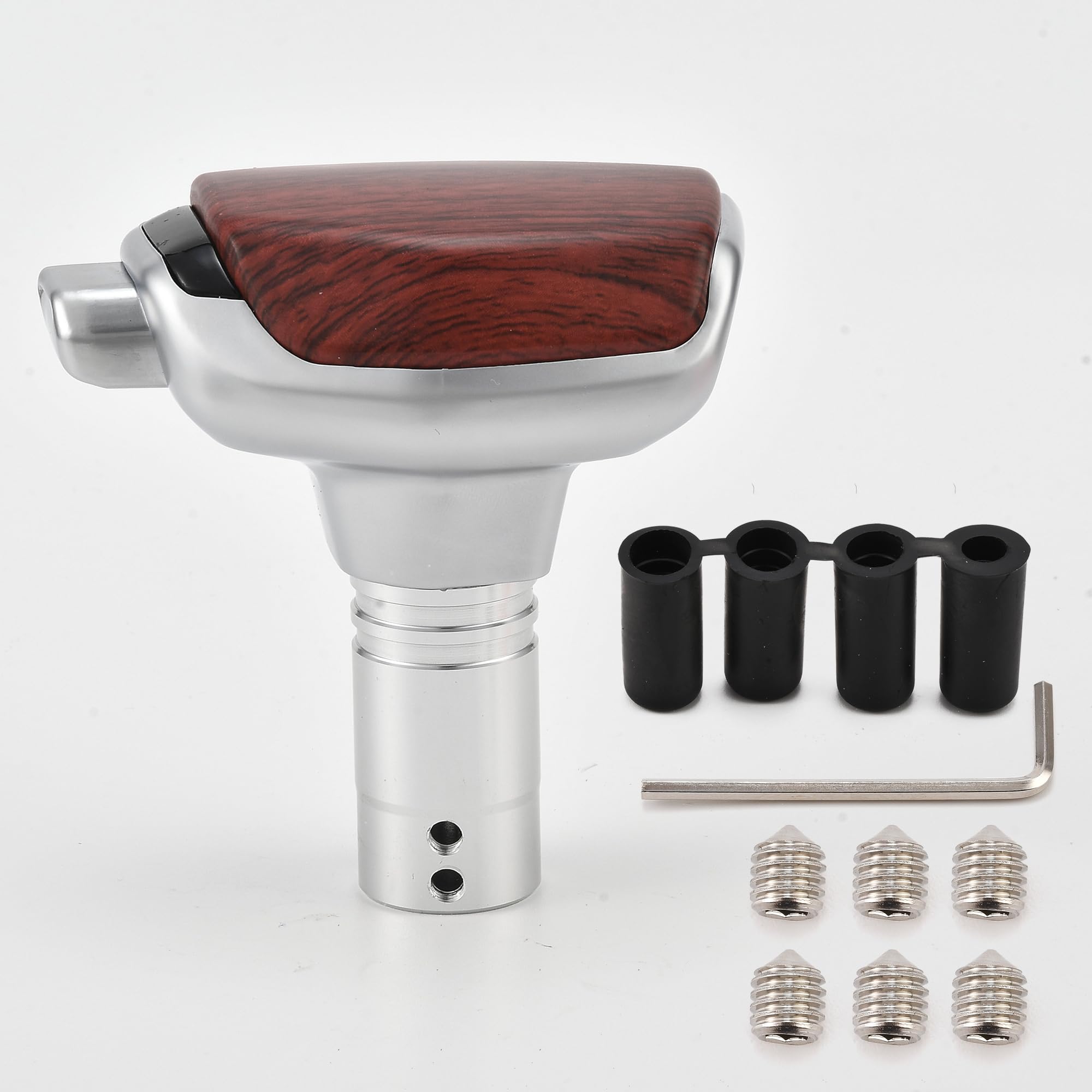 AuMoHall Automatic Gear Shift Knob Universal Auto Transmission Shifter Lever with Button Fit for Most Automatic Cars Truck SUV M8 M9 M10 M12, Wood Grain
