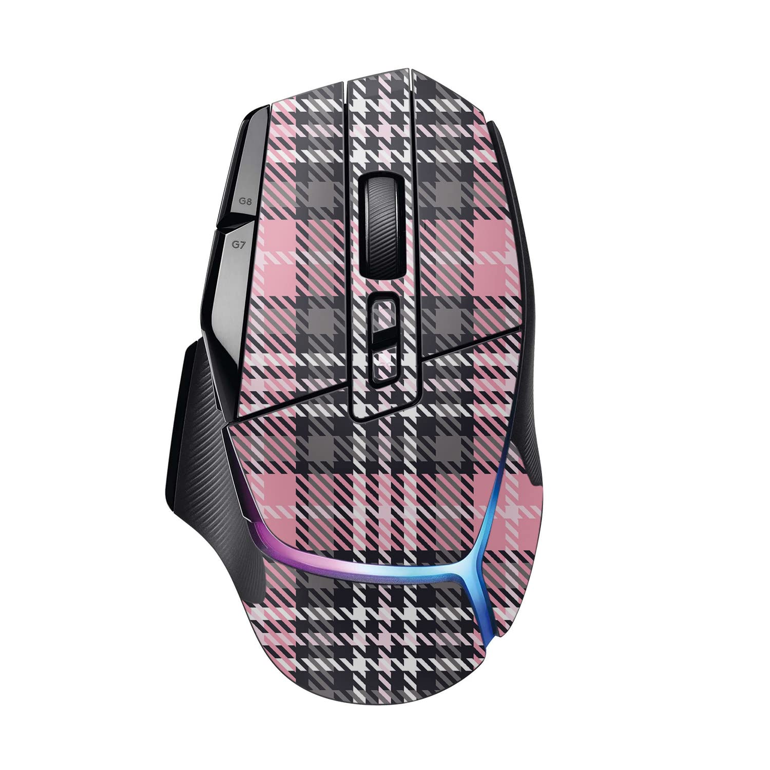 MightySkins Skin Compatible with Logitech G502 X Plus - Pink Plaid | Protective, Durable, and Unique Vinyl Decal wrap Cover | Easy to Apply, Remove, and Change Styles | Made in The USA