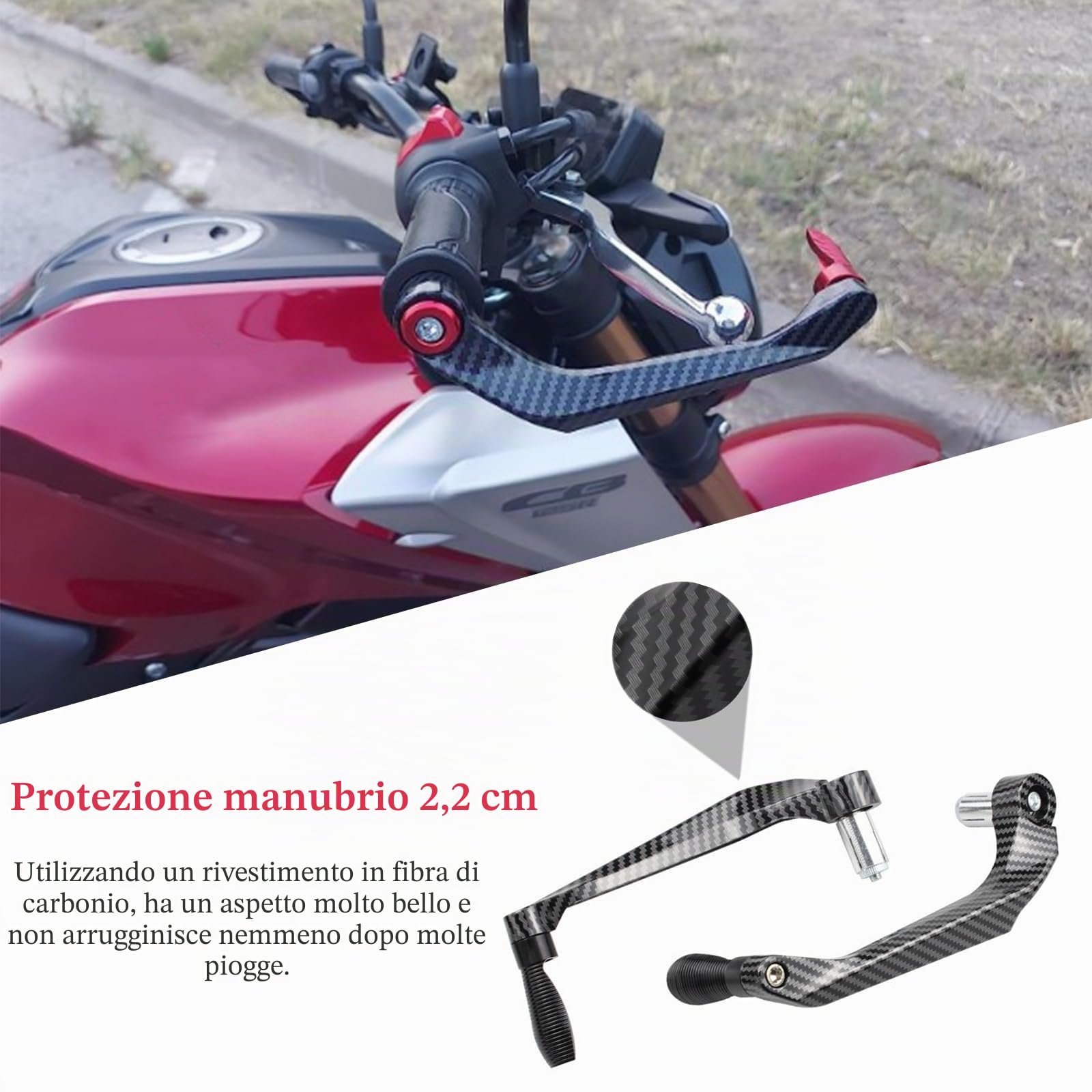 Fydun Protezione per manubrio moto,Universale in Lega di Alluminio Protezione Leva per Moto,da 7/8 pollici,per Moto, Auto Elettriche, Mountain Bike(nero)