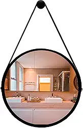 Reduna ESPELHO REDONDO ADNET 50CM PRETO ALÇA PRETA + SUPORTE