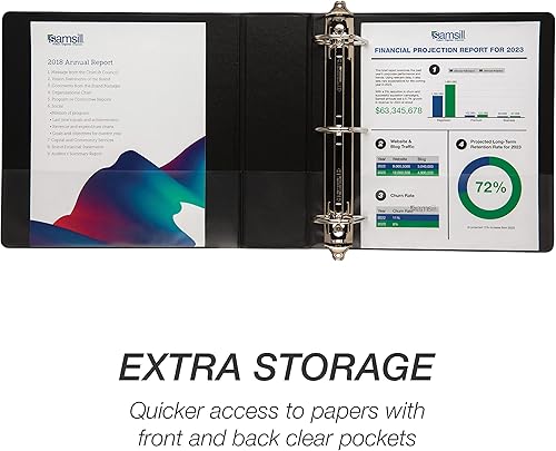 Vista 133 de Samsill Carpeta duradera de 1.5 pulgadas, fabricada en los Estados Unidos, carpeta de anillos en D, carpeta transparente personalizable, surtido