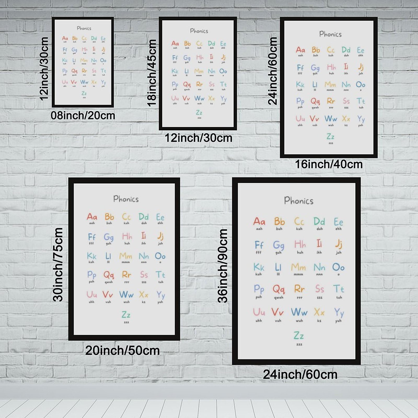 Tableau orthographique ABC - Décoration éducative et éducative pour chambre d'enfant - Décoration murale pour salon, chambre à coucher - 61 x 91,4 cm (L x l)