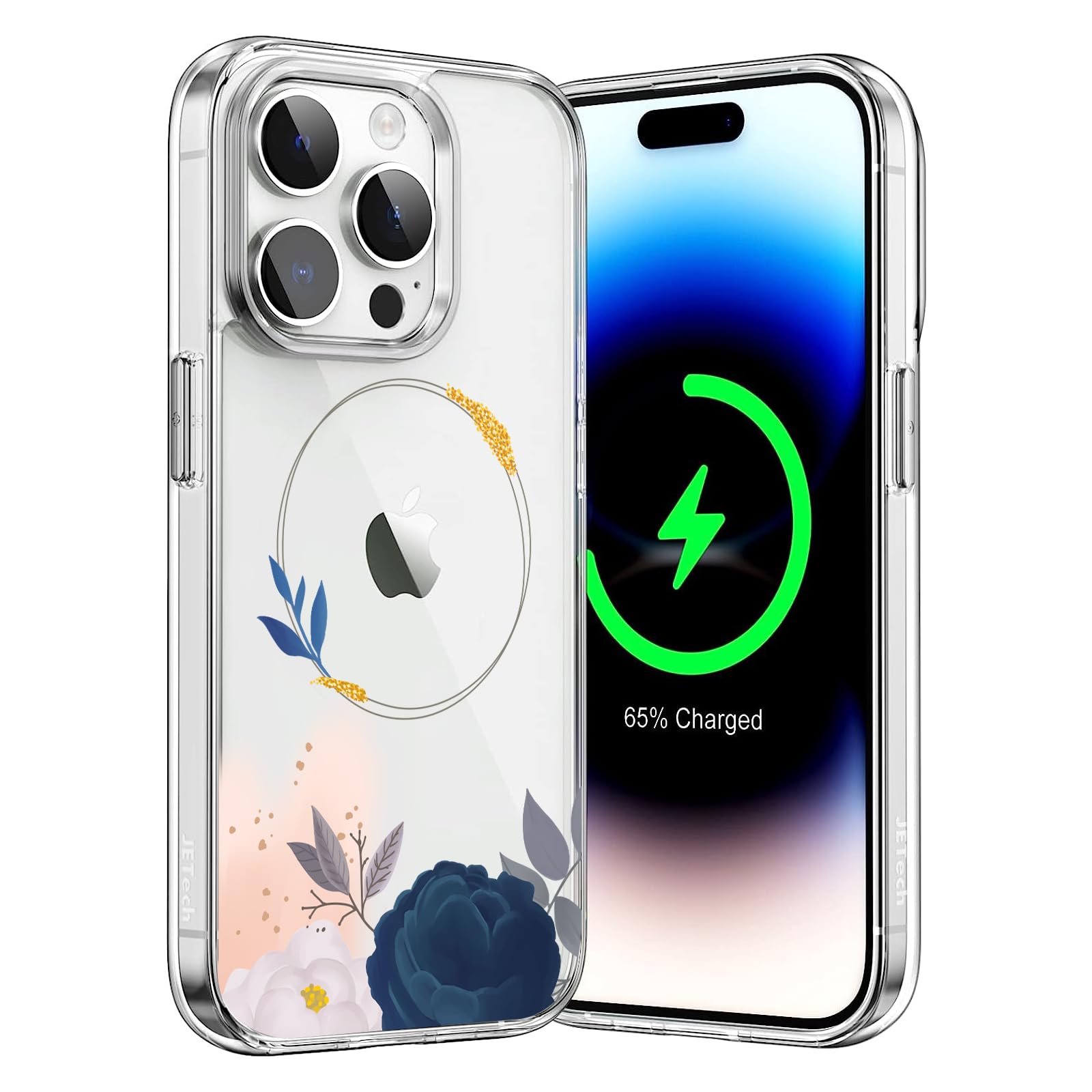 for iPhone 11 Pro Max Case Floral,Hard PC + TPU Bumper Shockproof Protective Women Girl Phone Flower Clear Case