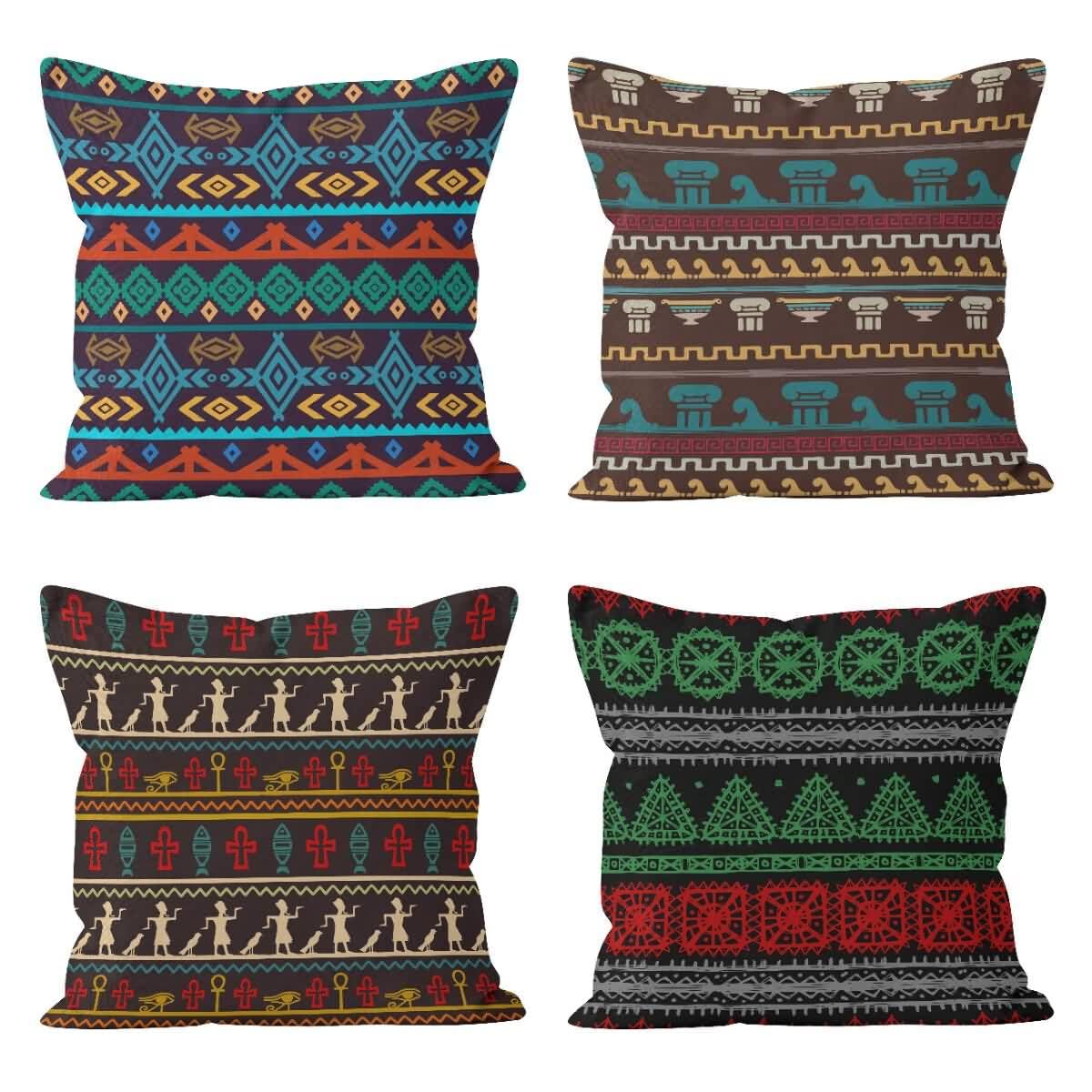 CEVAN Lino Federe Cuscini Tropicali Federe Divano Esterno Boemia Fodere Per Cuscini Impermeabili Federe Cucina Tessuto Stampato Per Decorazioni Murali 50x50cm,4Pcs