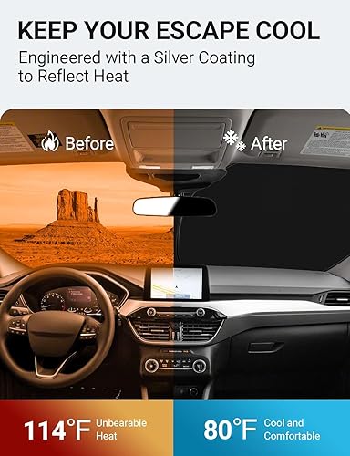 Miniatura 3 de Proadsy Parasol para parabrisas Ford Escape 2020-2025 de ajuste personalizado, 4 capas, plegable, protector de parasol frontal que bloquea los rayos