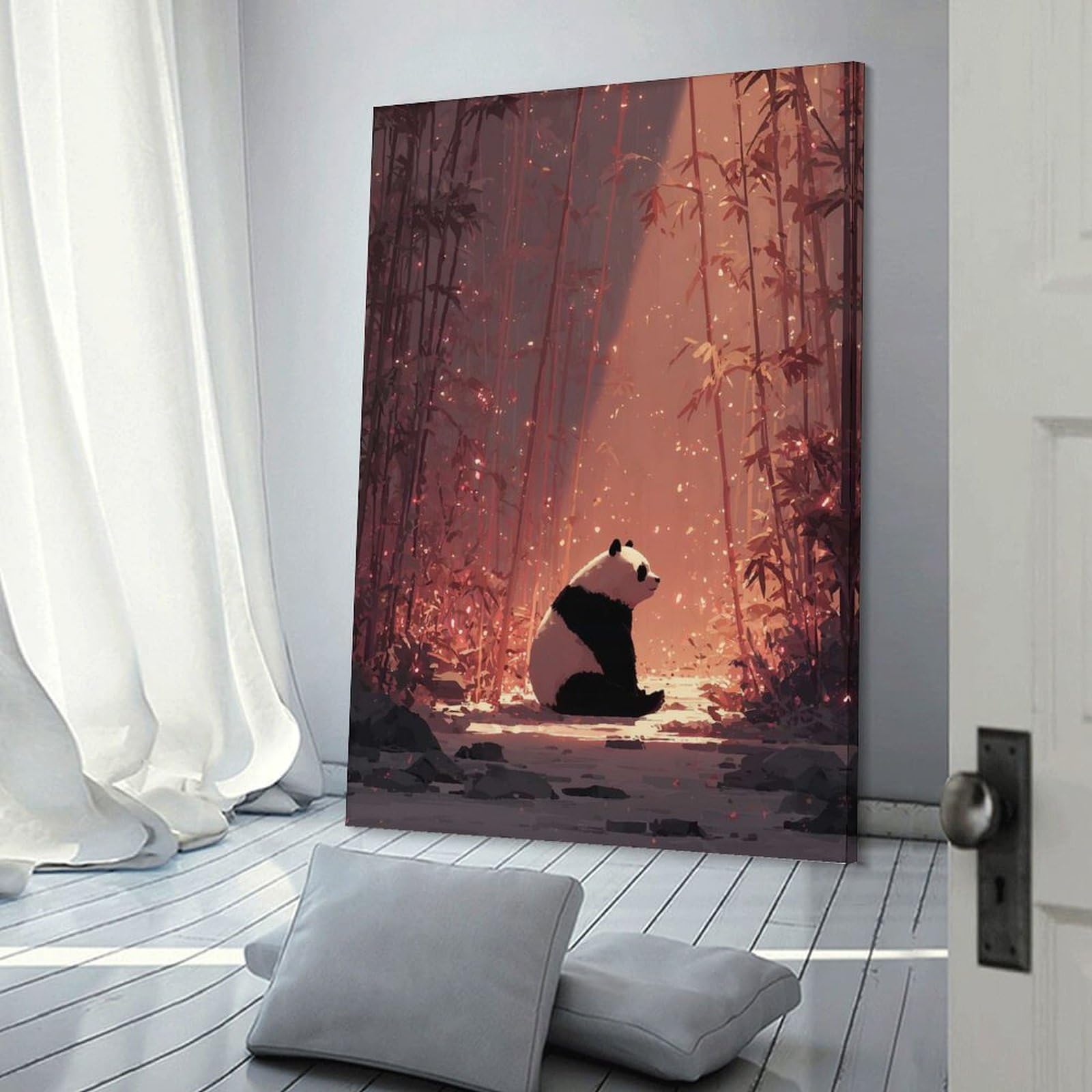 Junmoney Panda in A Bamboo Forest Home Decor Wall Art, 24x36inch(60x90cm), for Apartments, Flats Or New Home Decor, An Easy Choice for New Home Styling