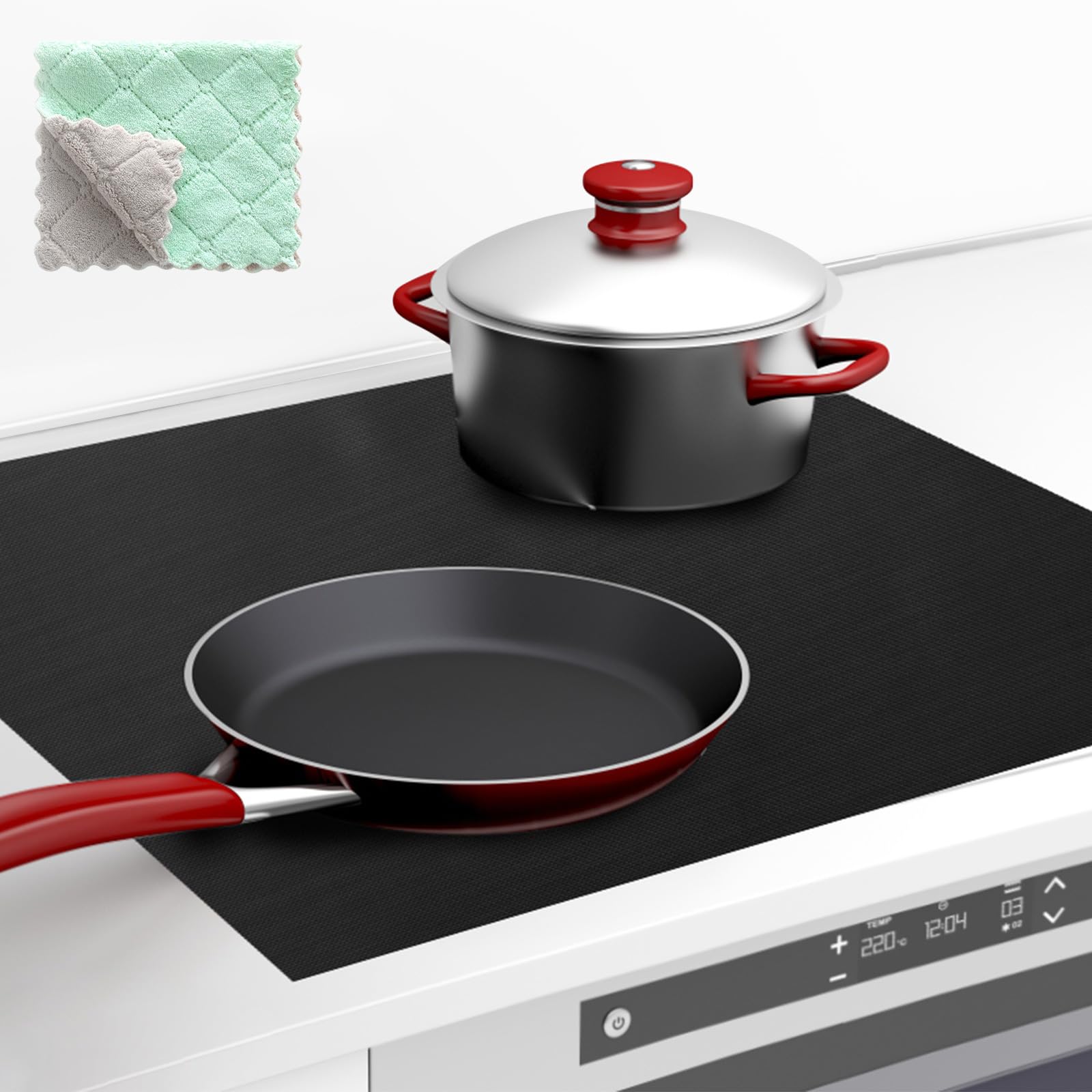 Silicone Induction Hob Protector Mat 54 x 90 cm Silicone Induction Mat Matte Black Multifunction Heat Resistant Large Heat Insulation Pad