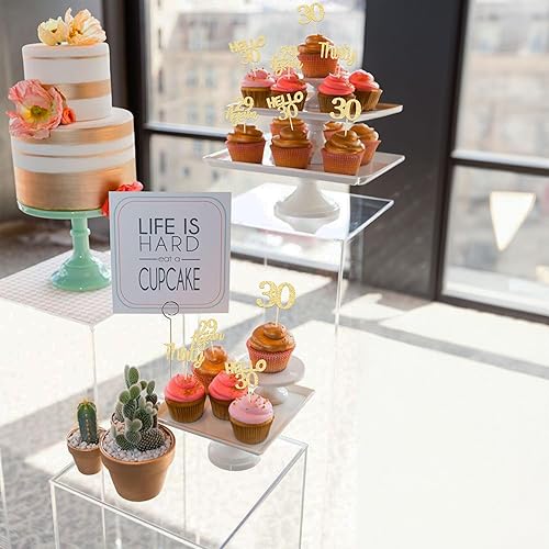 Miniatura 98 de Gyufise 24 piezas de adornos dorados para cupcakes de 10.º cumpleaños con purpurina dorada de doble dígito Hello 10 Ten Cupcake Picks para fiesta