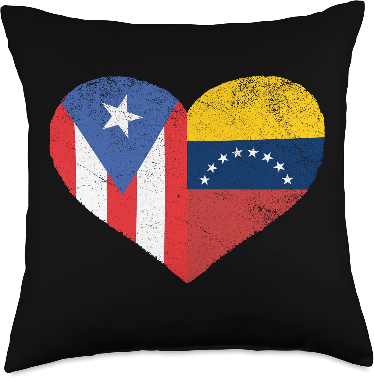 Puerto Rican Venezuelan Flag Puerto Rico Venezuela Heart Throw Pillow