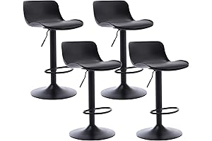 Upholstered Contemporary Air Lift Adjustable Swivel Bar Stool (Black, Set of 4)