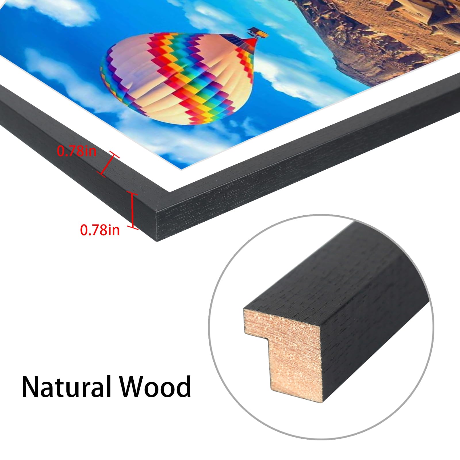 11x20 Solid Wood Picture Frame With Mat 9x18 Display Mxtallup 11x20 ...