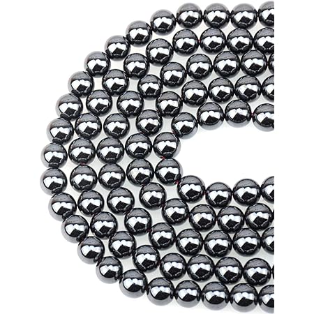 BRCbeads Perle Sciolte In Pietra Naturale - Ematite Nera Rotonda 4mm - Per Creazione Gioielli Fai Da Te