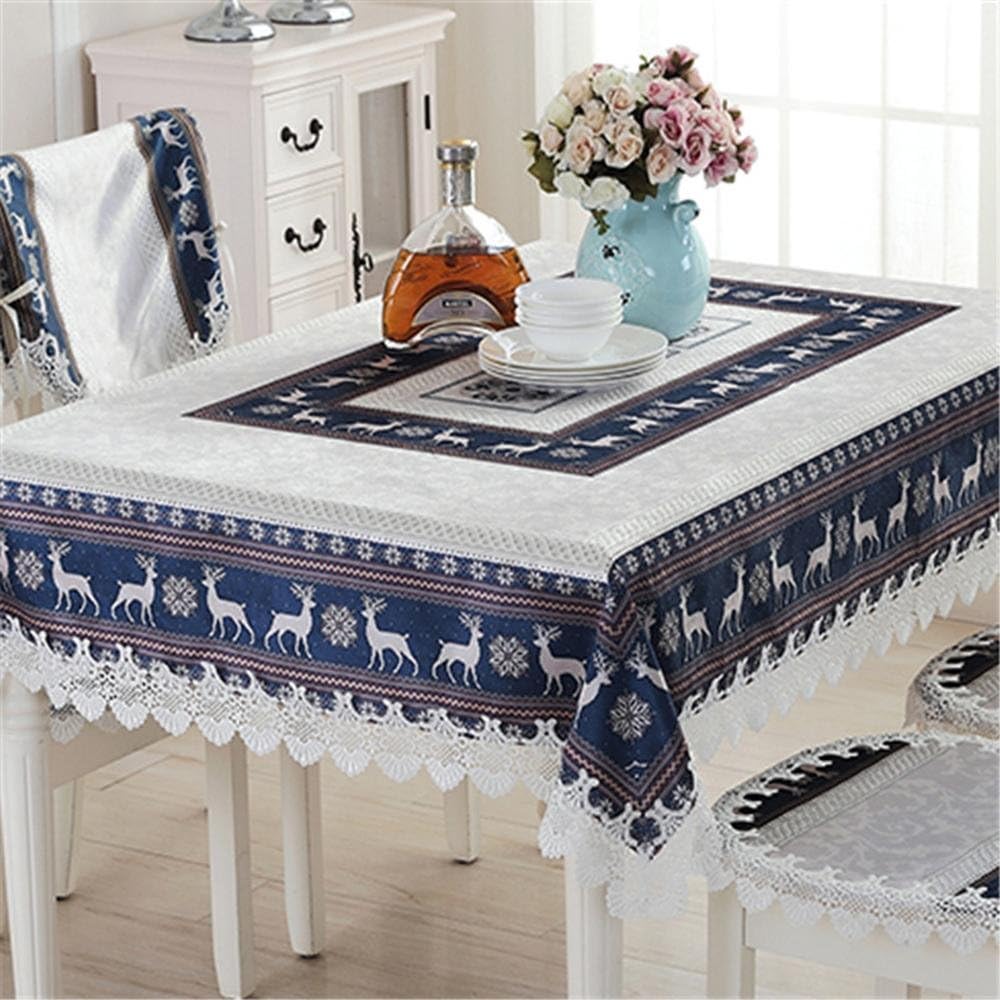SQL Nordic Style tablecloths Christmas Deer Cartoon high-Grade lace Gold Velvet Tablecloth, 150 * 210cm