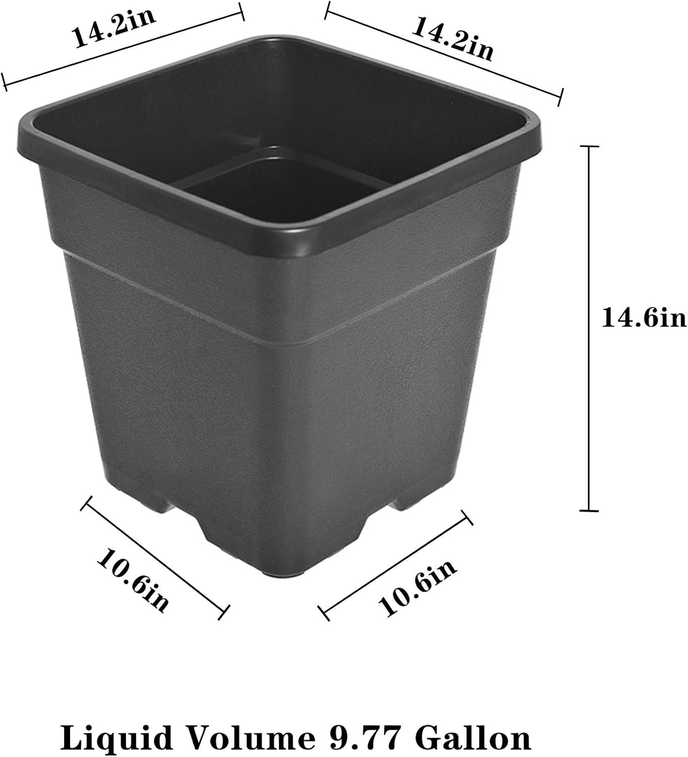 Square Nursery Pots Plant Pots Grow Pots Nursery Container Fit for Planting Soil Plants 10 Gallon 5Pcs