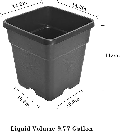Vista 42 de Macetas cuadradas para vivero, macetas de cultivo, contenedor de vivero, apto para plantar plantas de suelo, 5 galones, 10 unidades Negro