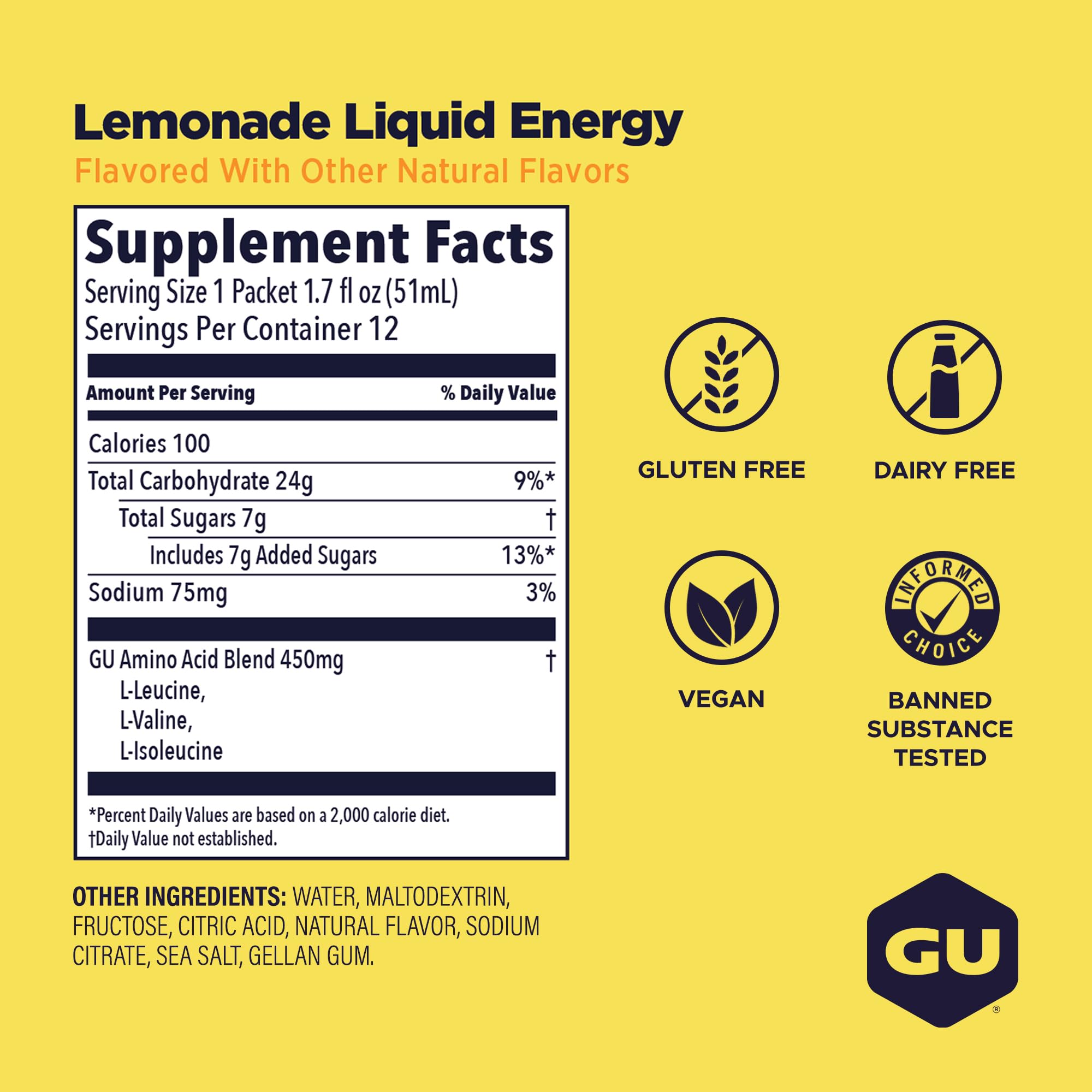 Gu Liquid Energy Gel Lemonade 12 U.