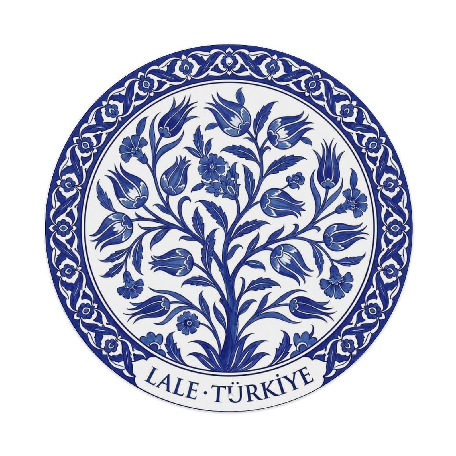 Blue White Tulip Turkish Ceramic Plate Motif Metal Tin Sign