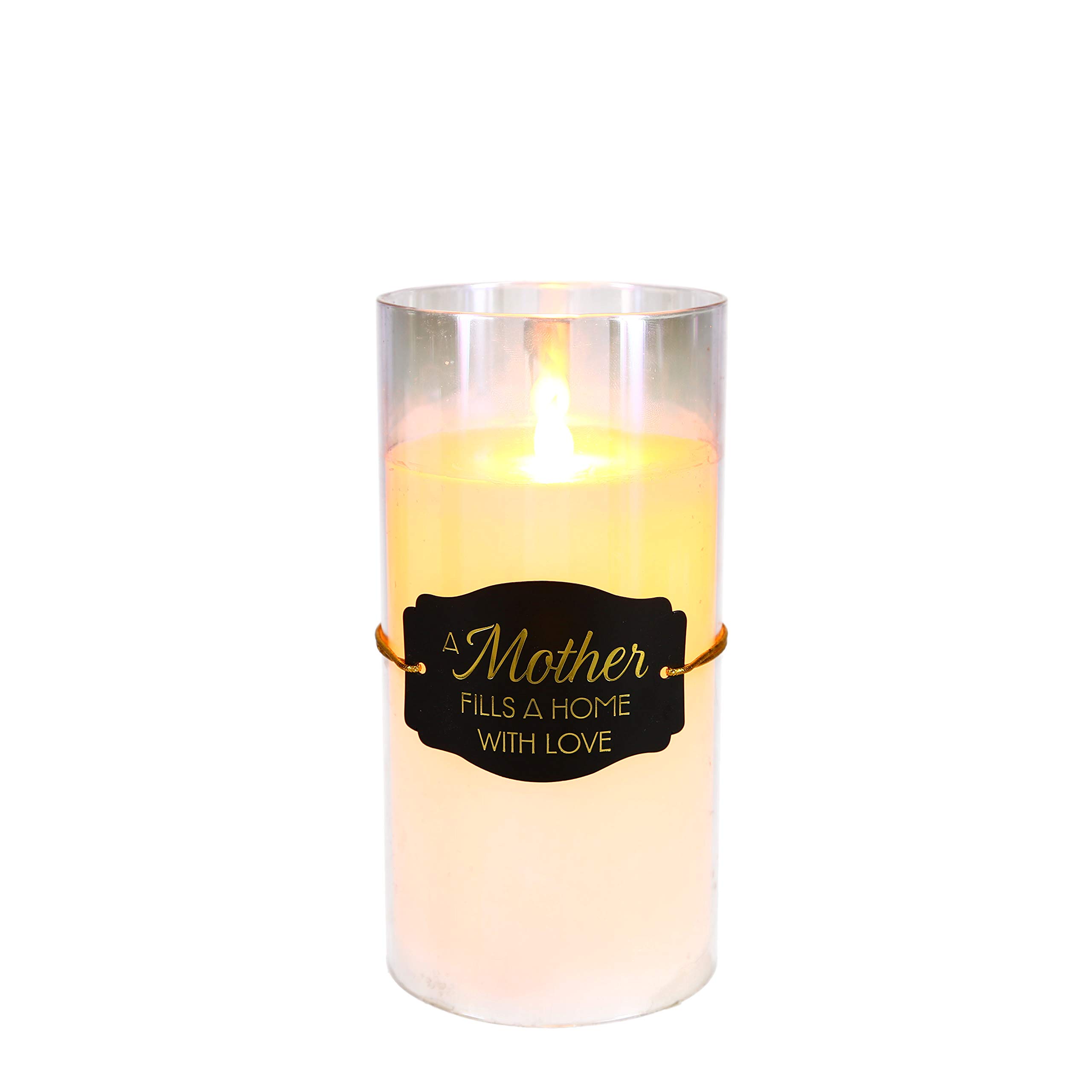 Pavilion Gift Company 7" Clear Luster Realistic Flame Candle Mother Fills a Home with Love, White