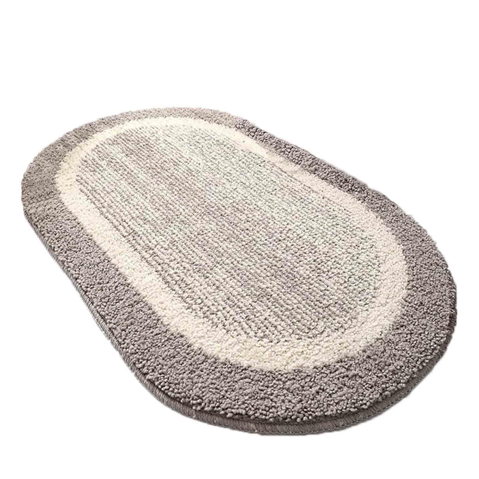 Badezimmerteppich Badematte rutschfest Badvorleger Badteppich Badematten Badteppiche Bath Mat Badezimmermatte Grau Dicke Fußmatte Oval Waschbar (Grey,60x90cm)