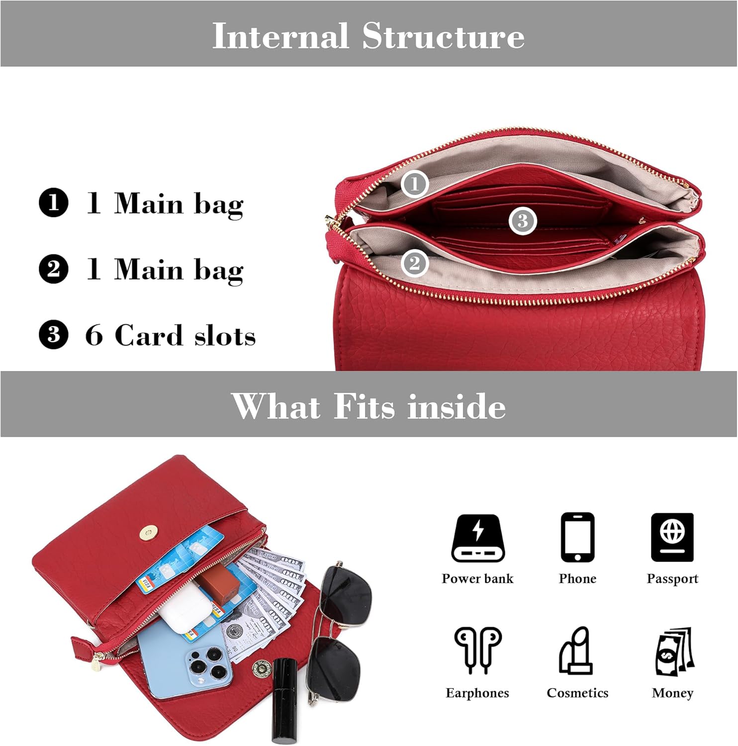 MINICAT RFID Blocking Small Crossbody Bags for Women Vegan Leather Mini Travel Purses Cell Phone Purse Cross Body Bag - Image 5