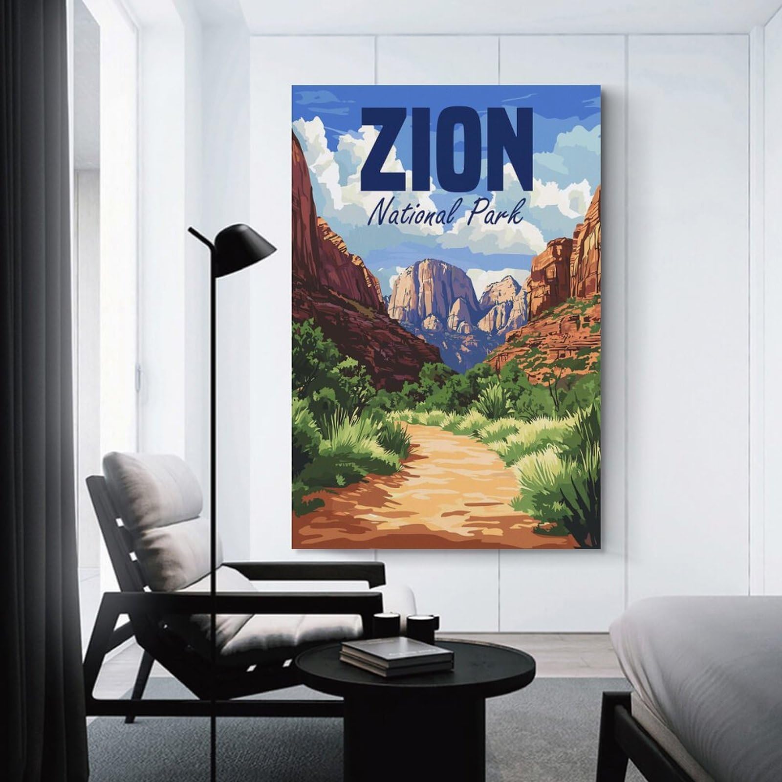 Junmoney Zion National Park Travel Canvas Art Print, 12x18inch(30x45cm), for Hallway, Bedroom Or Modern Interiors, A Wall Art Gift for Fresh Interiors