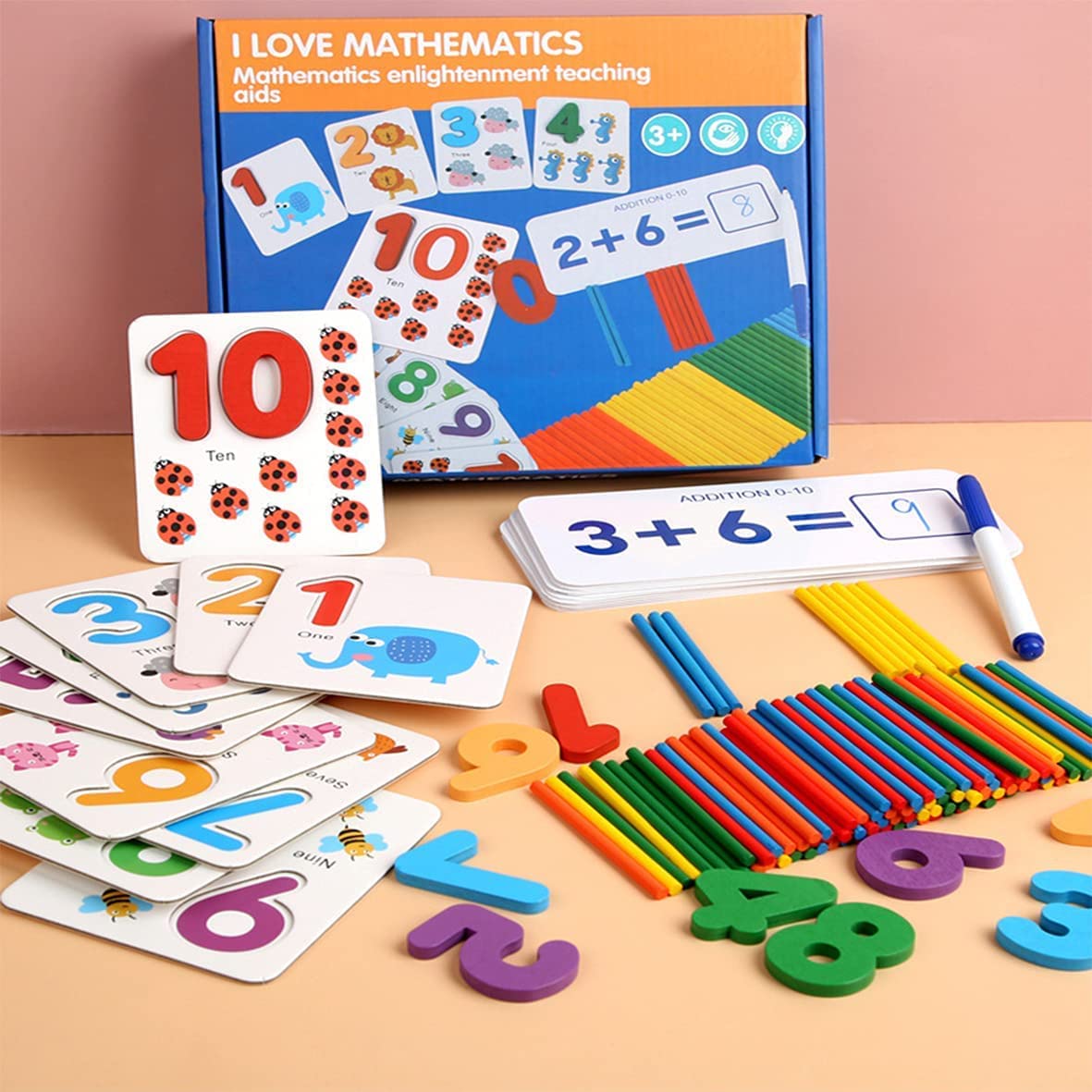 CURISSA Mathematics Game Preschool Learning Toys Calculation Matching Puzzles to Sight Numbers Flash Cards for Age 3+ Years Old Kindergarten Girls Boys - Math Blocks (Flash Cards) (B09KCGCXVV) Amazon Price History, Amazon Price Tracker