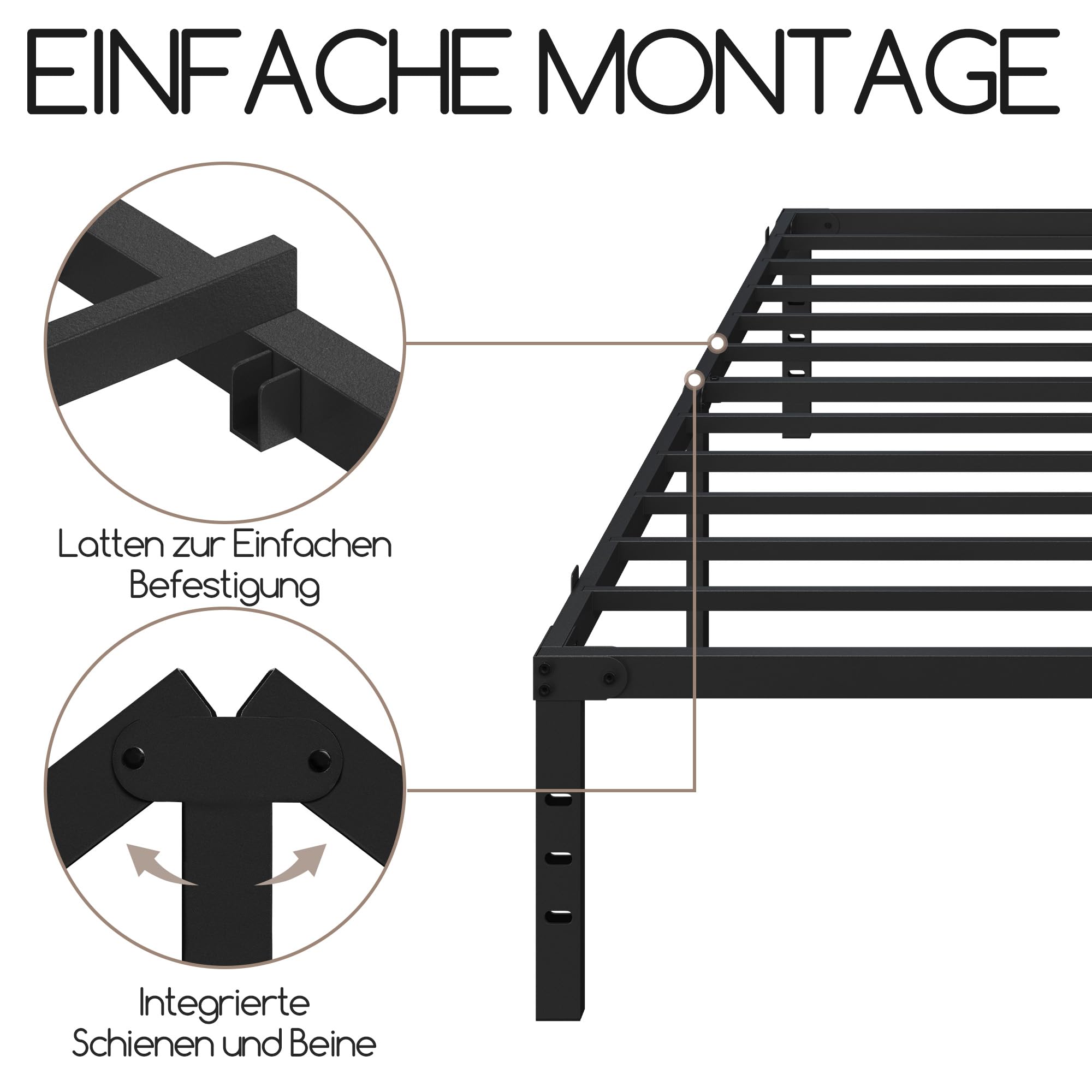 Yaheetech Bettrahmen 36cm H Metallbett mit Lattenrost – Bild 6