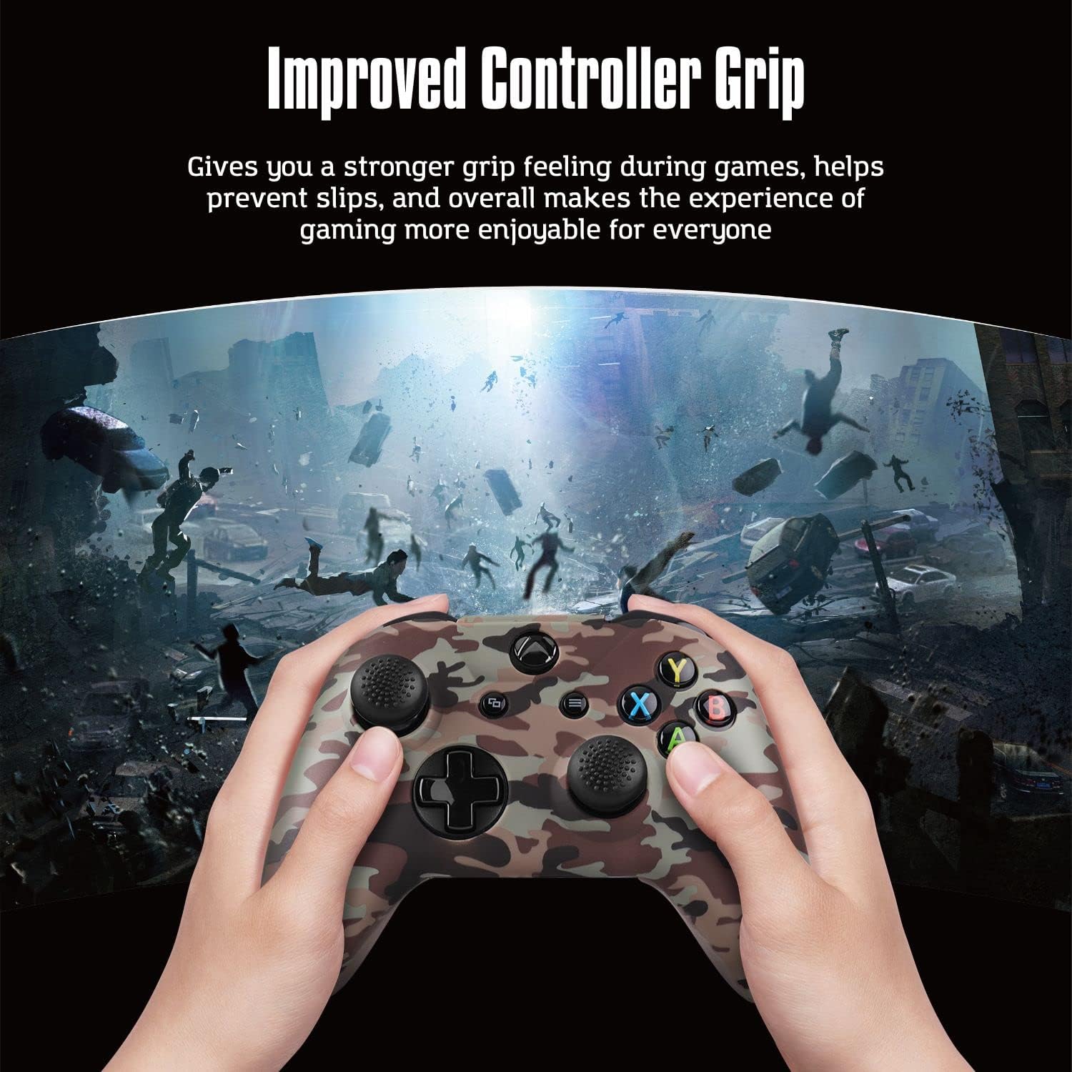 TNP Silicone Skin for Xbox One Controller - Controller Cover for Xbox One S | One X - Anti-Slip Silicone Controller Case Sleeves with 4 Large 4 Small Thumb Grip Caps, Dessert Camo