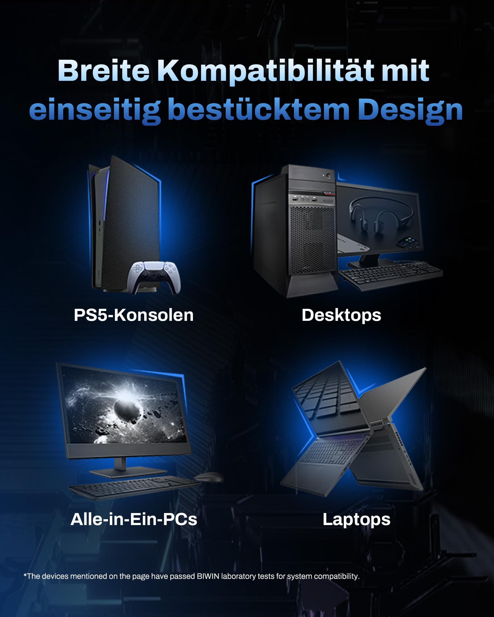 BIWIN NV7200 M.2 SSD 2TB NVMe 2.0 - Bis zu 7200 MB/s Lesegeschwindigkeit - PCIe Gen4x4 Interne Festplatte mit HMB Technologie – Solid State Drive für Laptop/Desktop PC/Gaming - PS5 Kompatibel