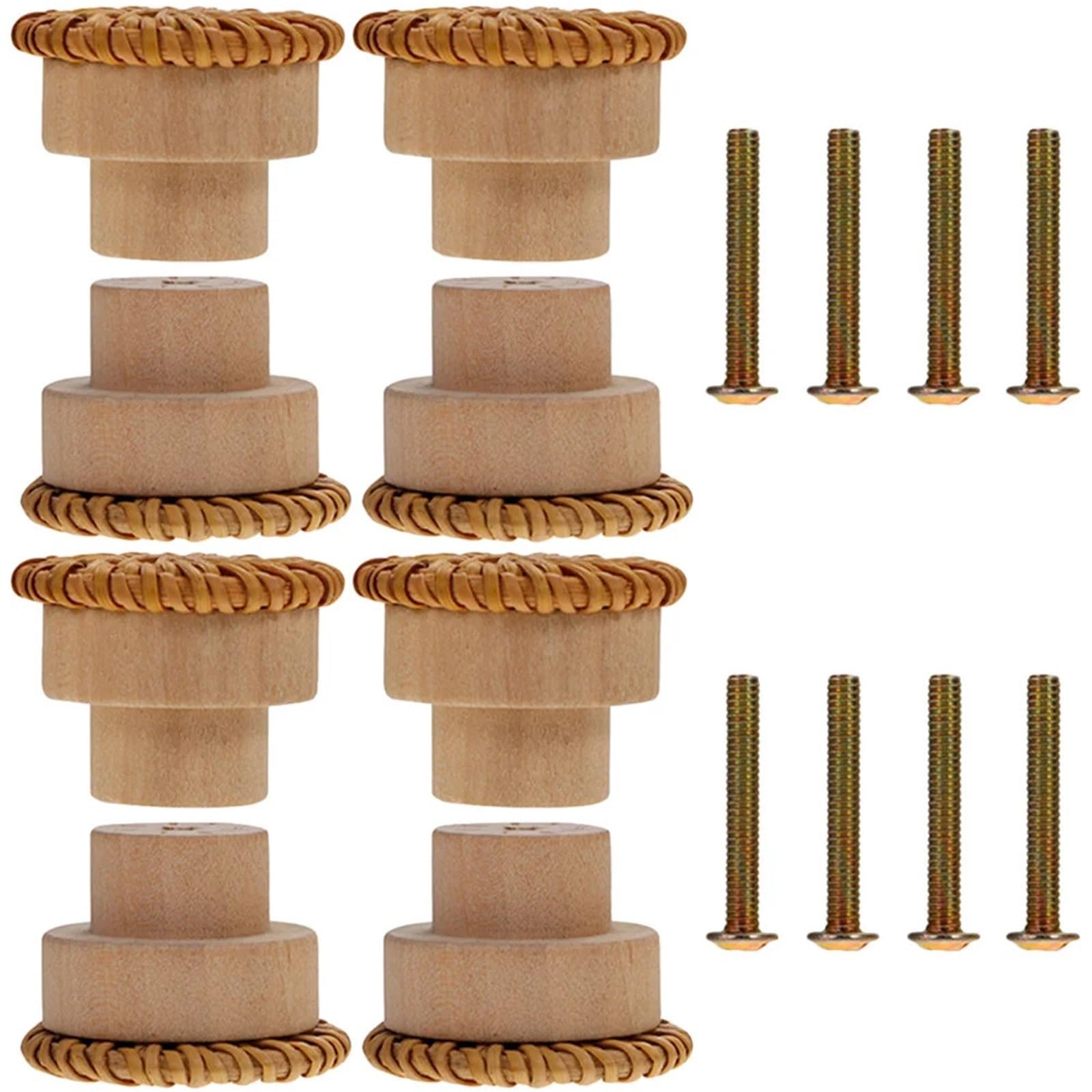 LSNNMU 8pcs Wood Cabinet Pulls Woven Surface Mushroom Knob Single Hole Easy Install for Drawer Wardrobe Furniture Handle Accessory for Home