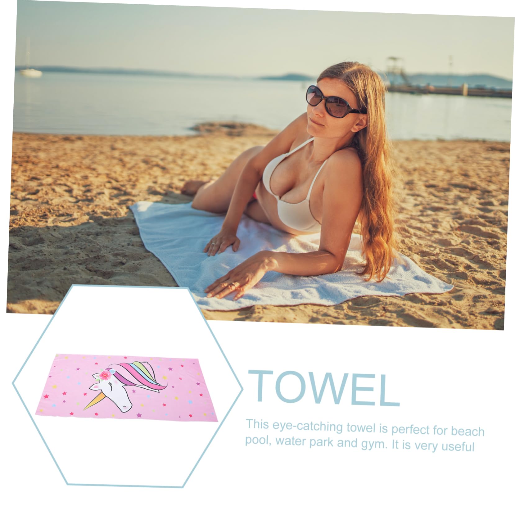 5 Pièces Serviette De Plage à Licorne Drôle Adultes Filles Voyage Enfants Serviette De Plage Confortable De e Absorbant Rose Fibre Superfine
