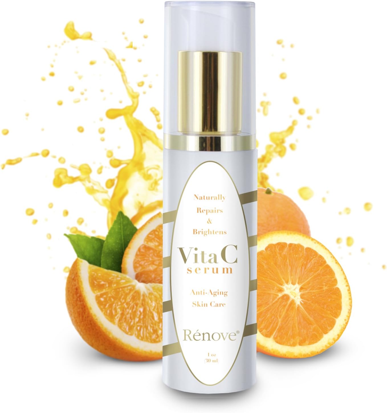 RENOVE Vita C Serum Anti-Aging Skin Care Naturally Repairs & Brightens 1oz (30ml)