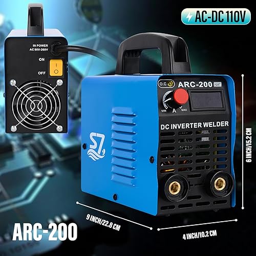 Miniatura 4 de Soldador ARC, 200Amp 110V Soldador inversor IGBT con pantalla LCD, se adapta a equipo de varilla de soldadura de 0.165 in con accesorios herramientas
