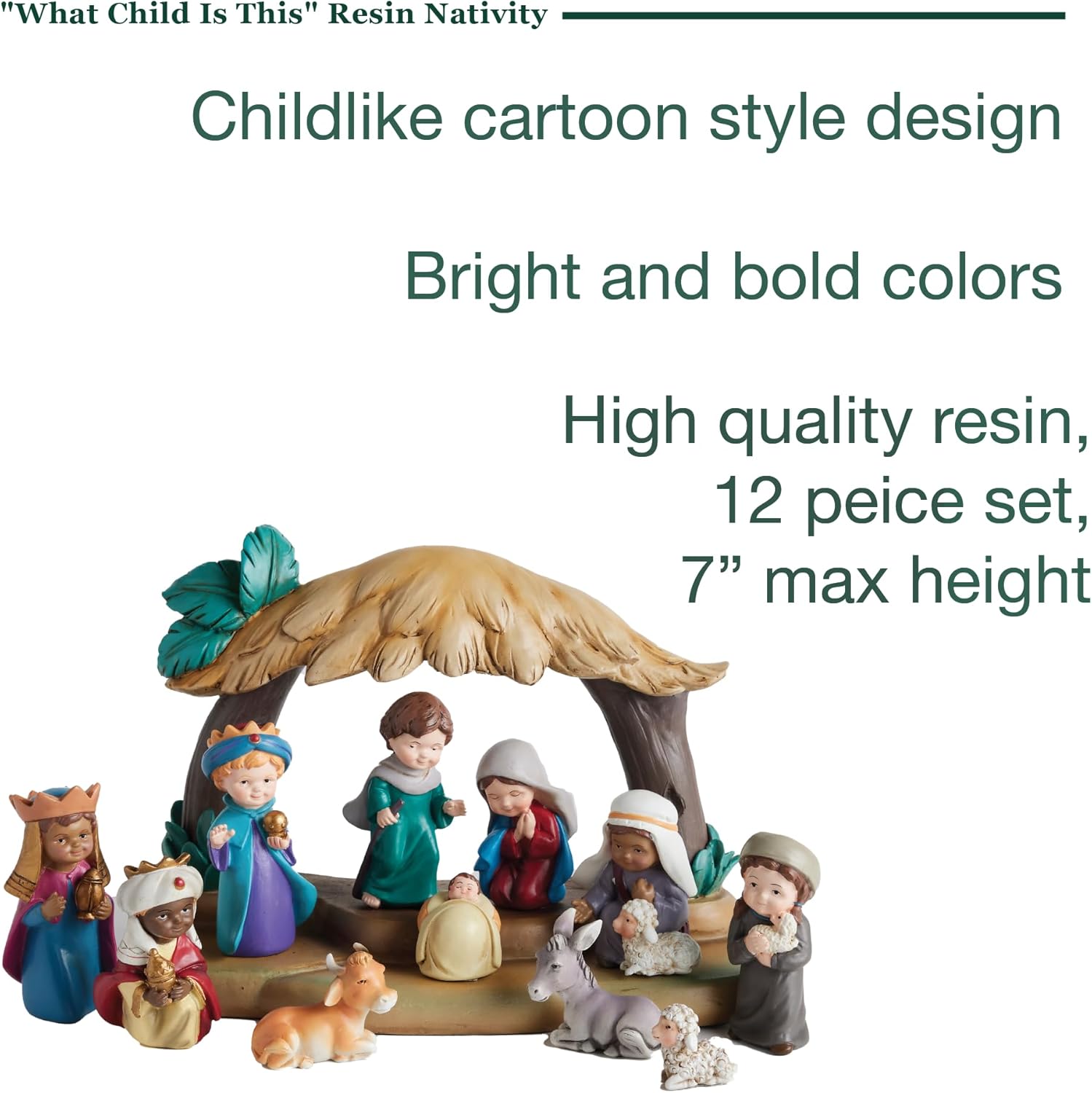 The Nativity Store - What Child is This Resin Nativity - Religious Christmas Holiday Decoration, 12 pcs