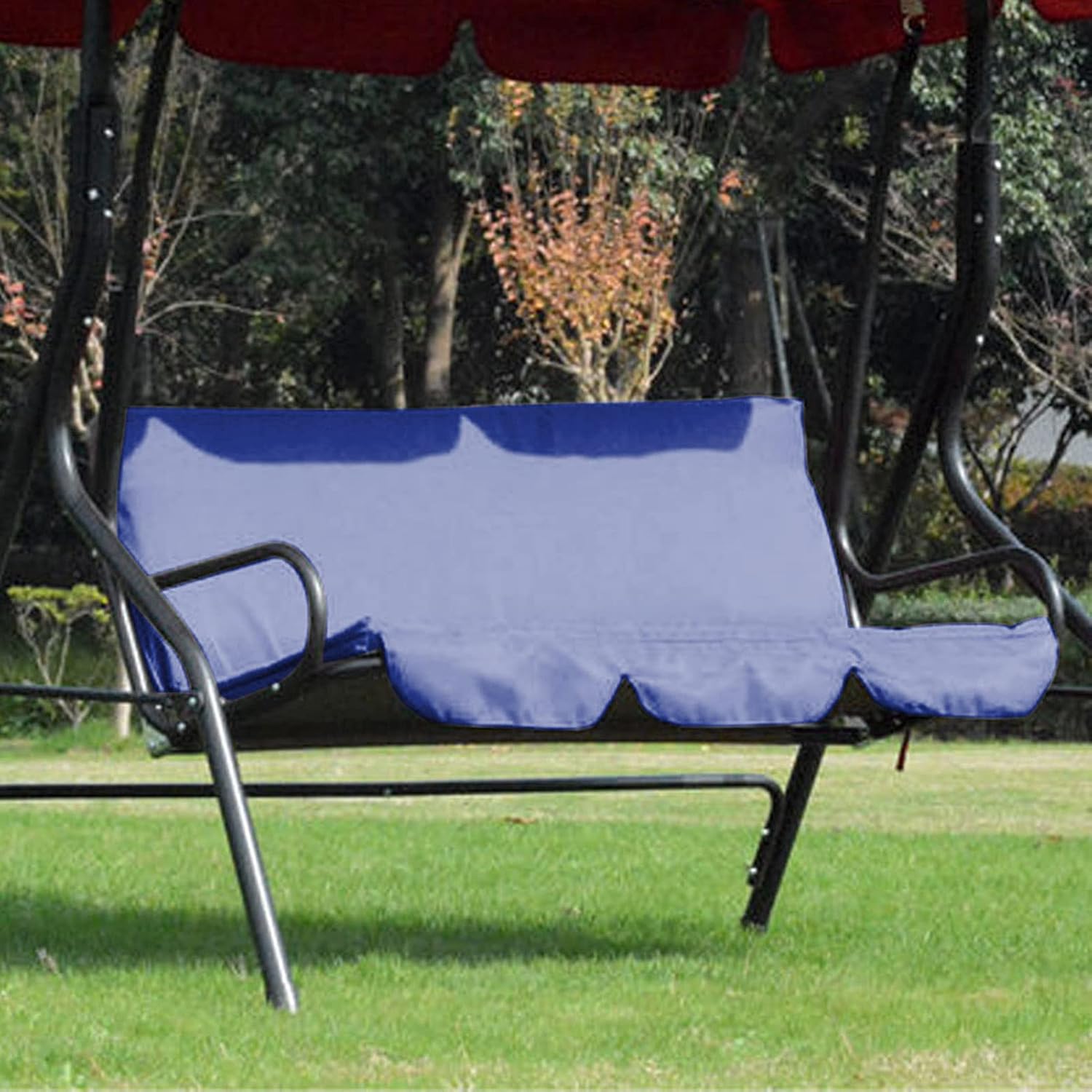3 Seats Swing Chair Cushion Cover Waterproof Outdoor Patio Bench Cover Tear Resistant Polyester Taffeta Replacement Slipcover for Garden Yard Dark Blue