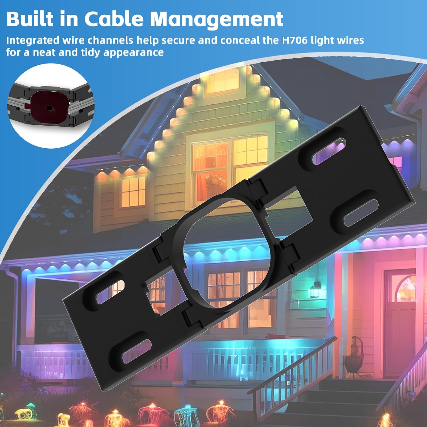 Gable Light Clips (Black) - Compatible with Govee Pro Outdoor Permanent Lights (8)